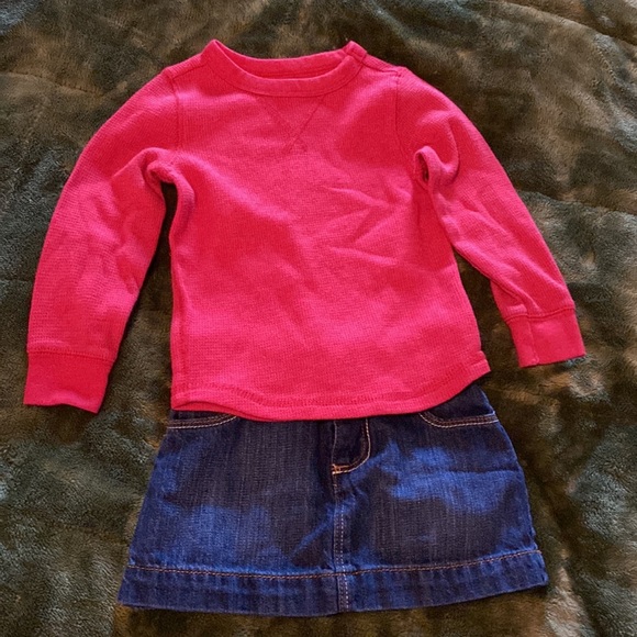 Old Navy and Carter’s Bundled Set Button Down, Thermal, Denim Skirt Size 12-18 - Picture 5 of 11